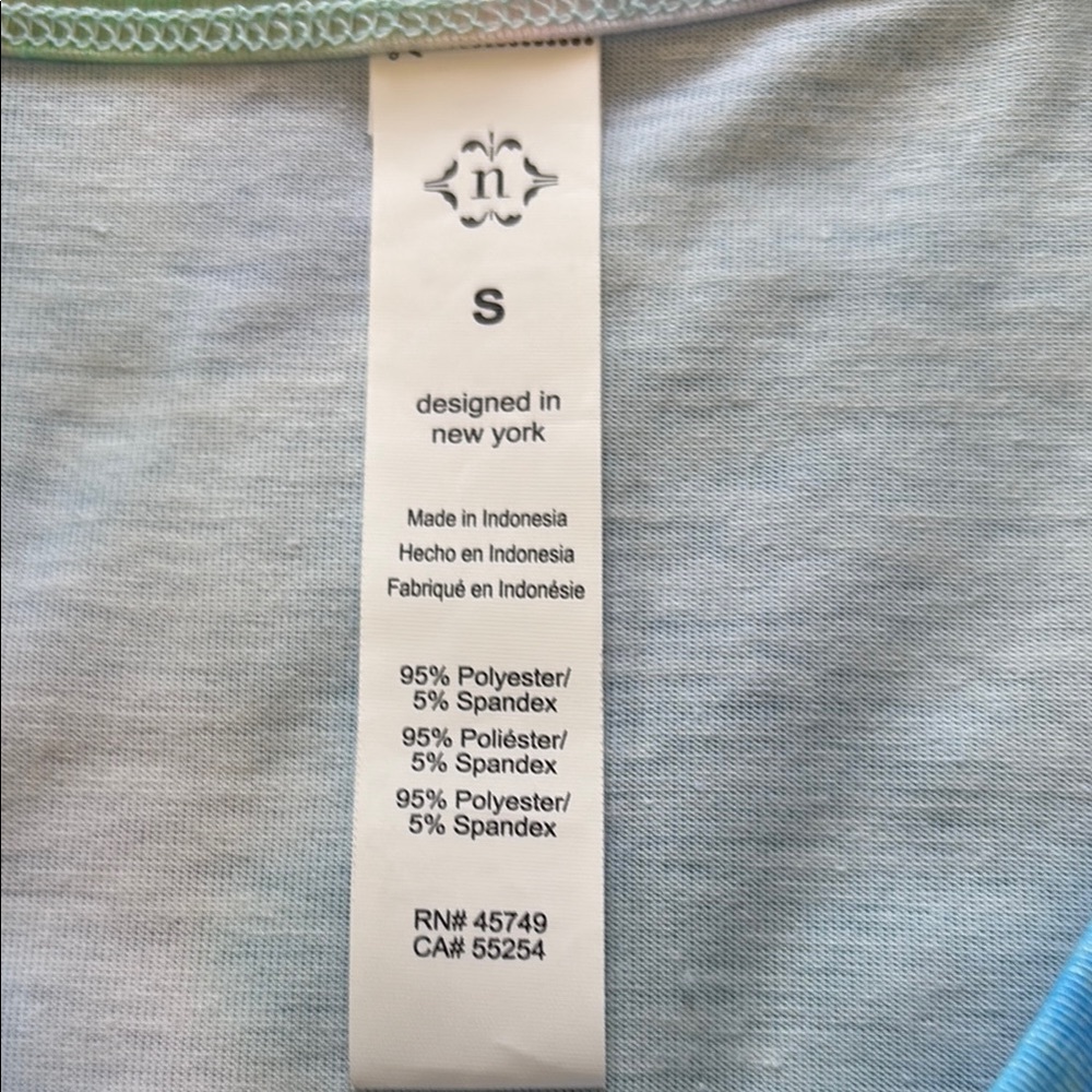 Nanette Lepore Blue Green Tie Front Short Sleeve Tee - Picture 4 of 7